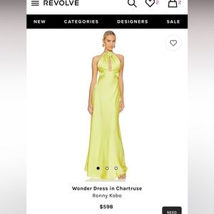 Wonder Dress in Chartruse- Ronny Kobo XS